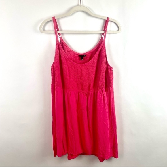 Torrid Baby Doll Cami Top Smocked & Flowy Pink Rose Color Adjustable Straps 2X - Picture 1 of 10